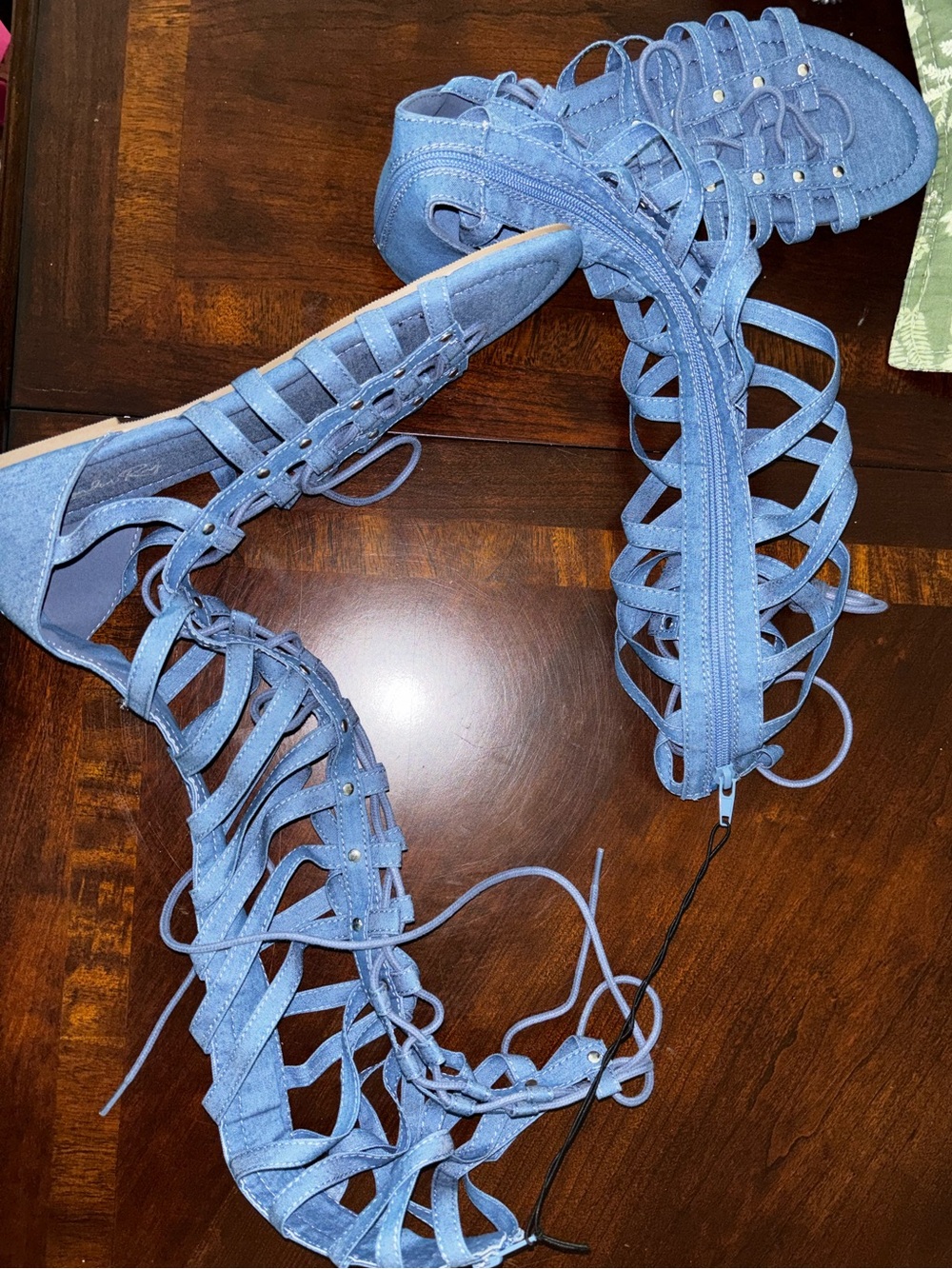 Women’s Lace-Up Gladiator Sandals in Light Blue